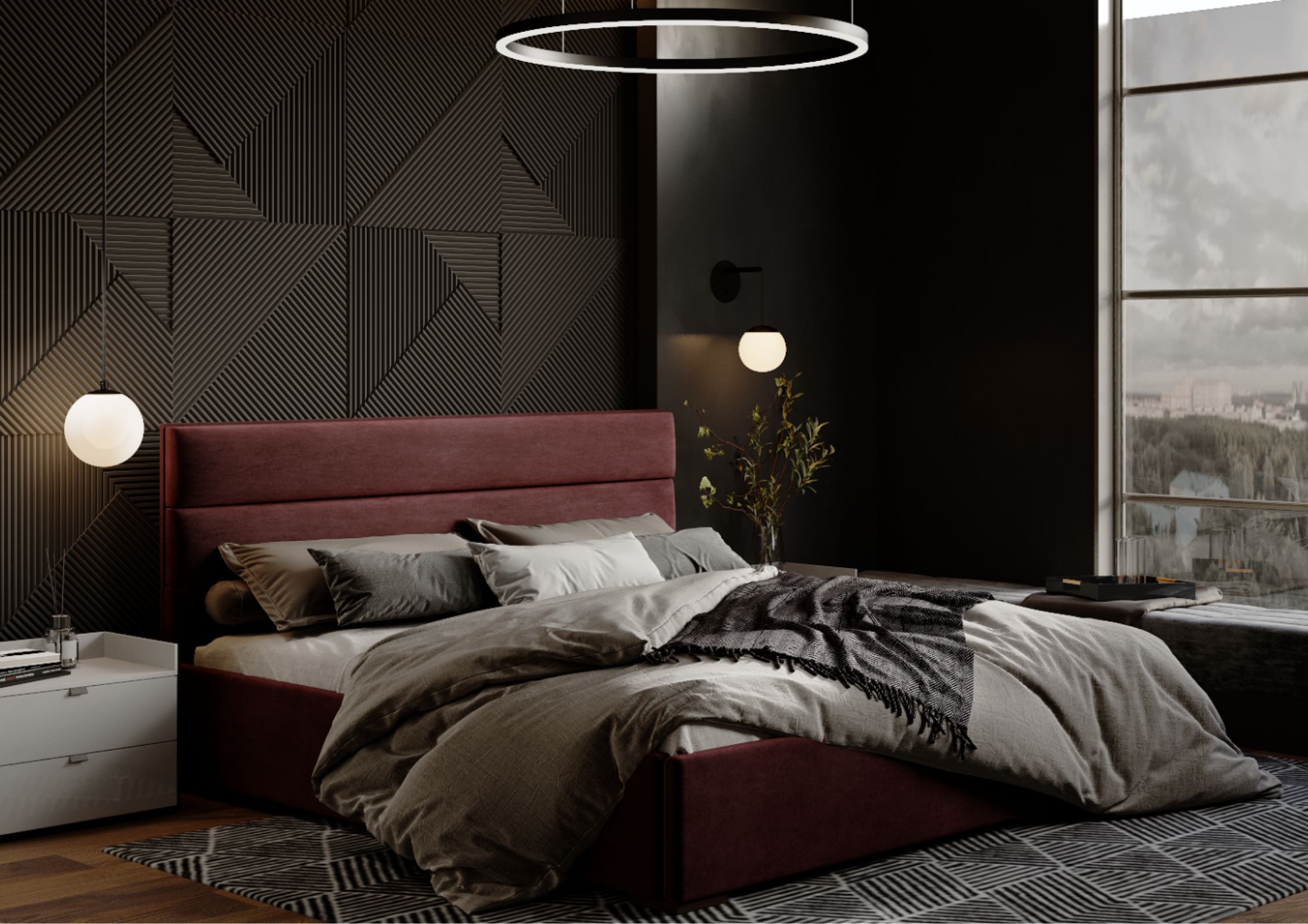 Łóżko tapicerowane z zagłówkiem 120x200 pasy poziome